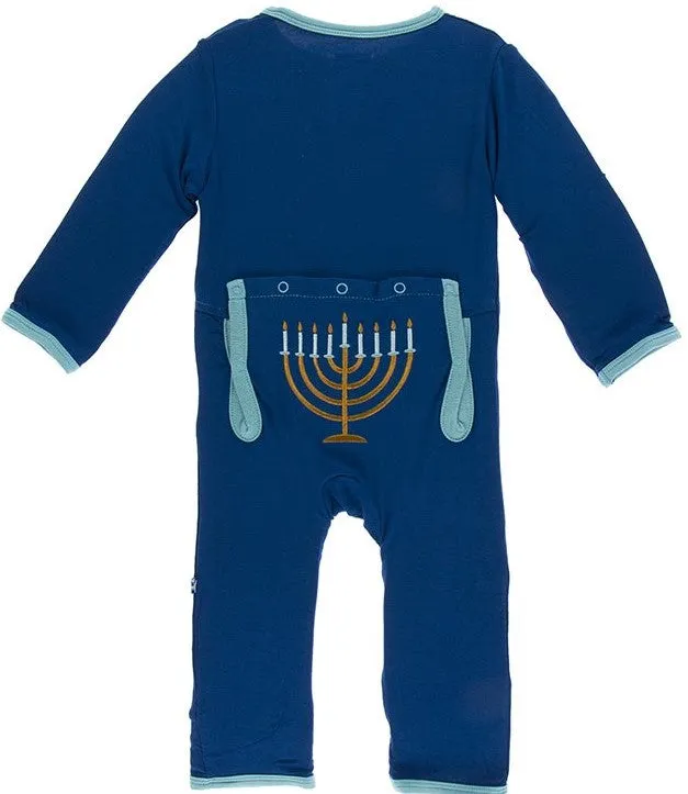 KicKee Pants Menorah Applique Coverall with Snaps