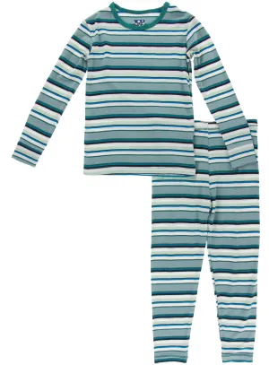 KicKee Pants Multi Agriculture Stripe L/S Pajama Set