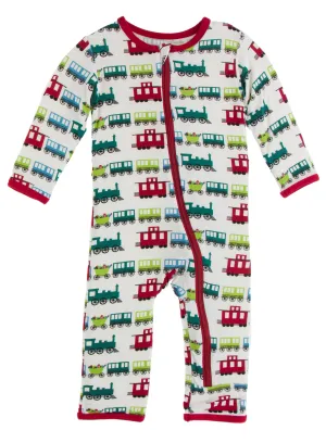 KicKee Pants Natural Toy Train Coverall with Zipper