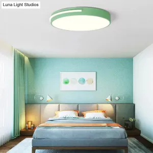 Kid Bedroom Nordic Acrylic Flush Mount Ceiling Lamp - Slim Round and Stylish