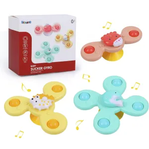 Kidology 3Pcs Silicone Suction Cup Flower Spinning Bath Toy Sensory Fidget Baby Bath Spinning Bath Toys for Toddlers and Infants Sticks to Window Table Baby High Chair Tray Bath