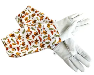 Kids Beekeeping Leather Glove with Floral Honey Bee Printed Sleeve