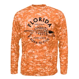 Kids Born to Fish Sun Shirt UPF50 - Florida or Custom Location