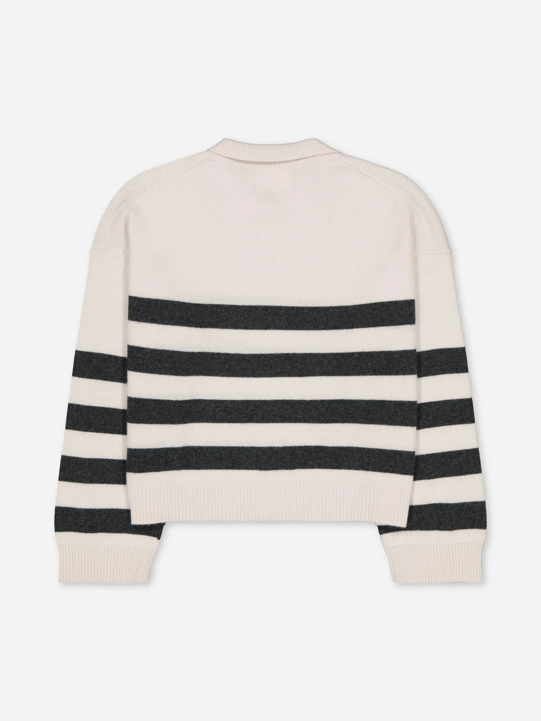 Kids' Cashmere Collared Polo Sweater Stripes