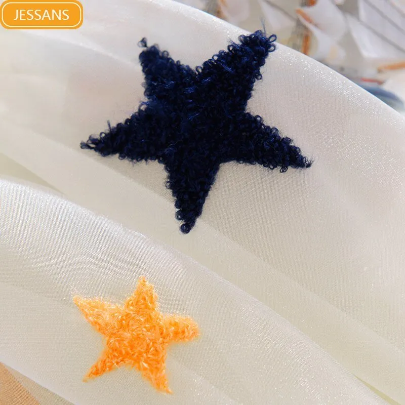 Kids Embroidered Star Moon Curtains