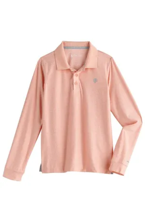 Kid's Erodym Long Sleeve Golf Polo  |  Coral Rush Heather