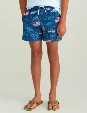 Kids Fish And Flags Pursuit Volley Swim Short