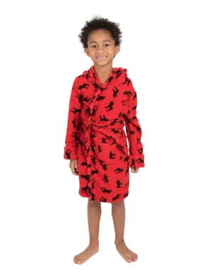 Kids Fleece Hooded Moose Robe