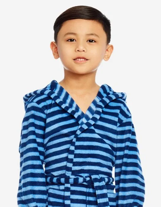 Kids Fleece Stripes Hooded Robe