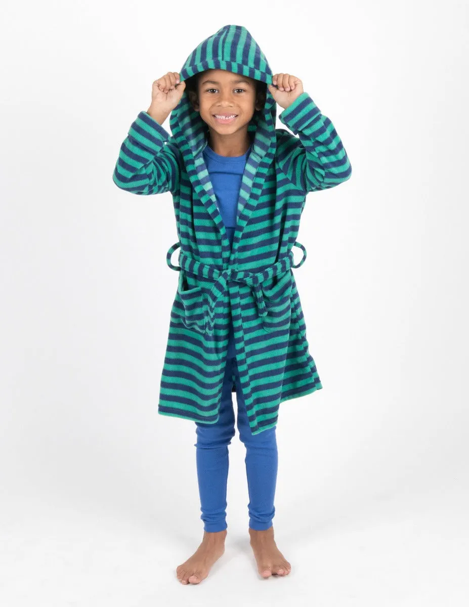 Kids Fleece Stripes Hooded Robe