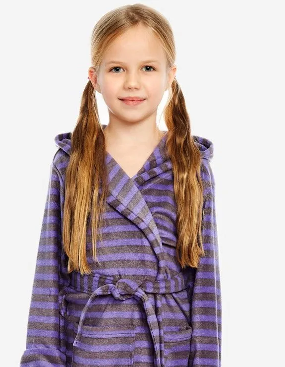 Kids Fleece Stripes Hooded Robe