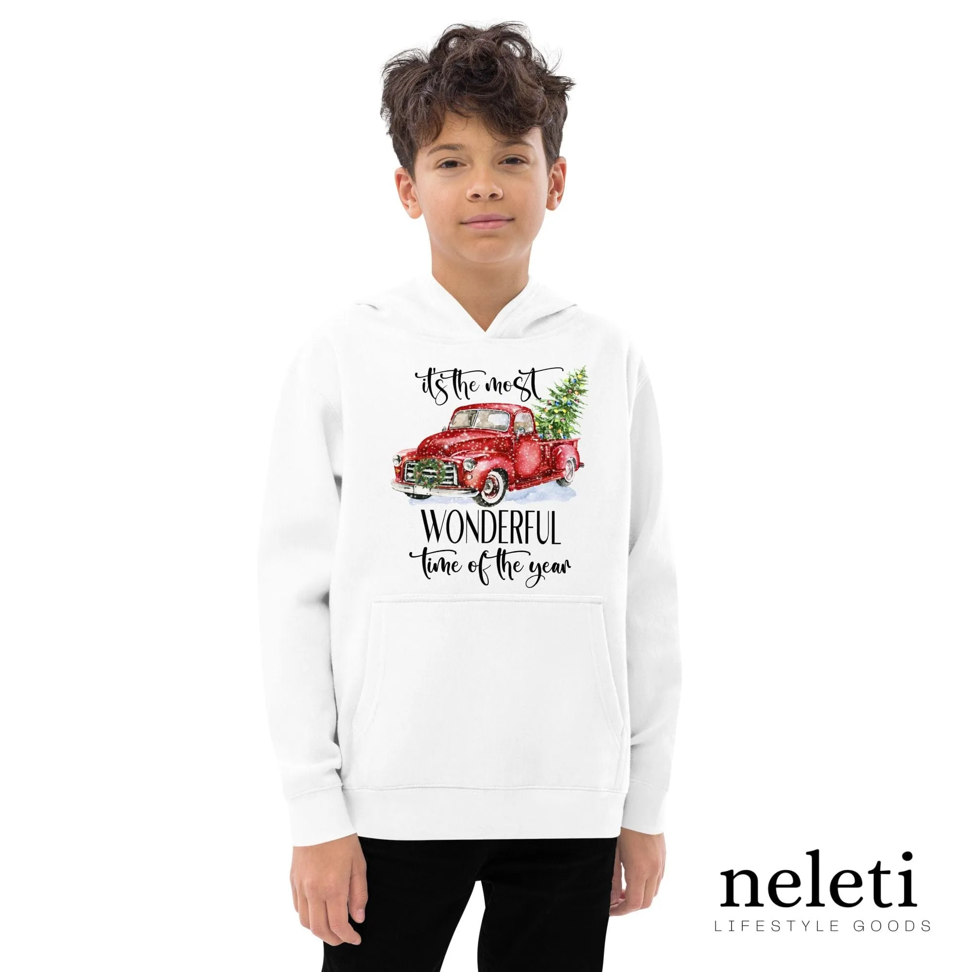 Kids Hoodies with Christmas Truck Print - Exclusive at Neleti.com