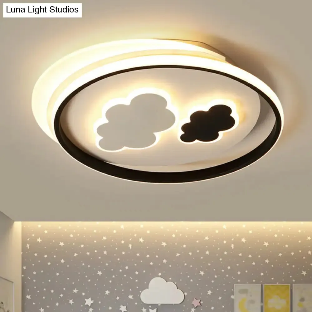 Kids' LED Ceiling Light Fixture: Cloud Acrylic Bedroom Lamp in Black