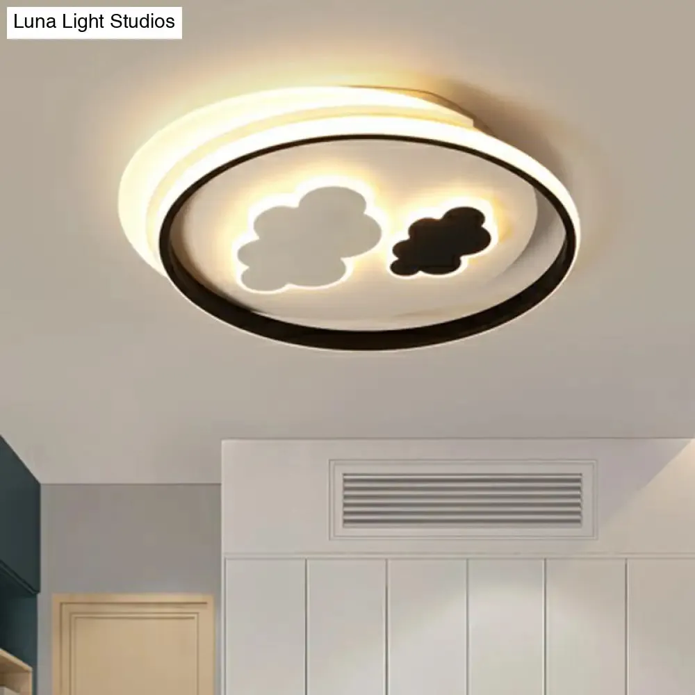 Kids' LED Ceiling Light Fixture: Cloud Acrylic Bedroom Lamp in Black