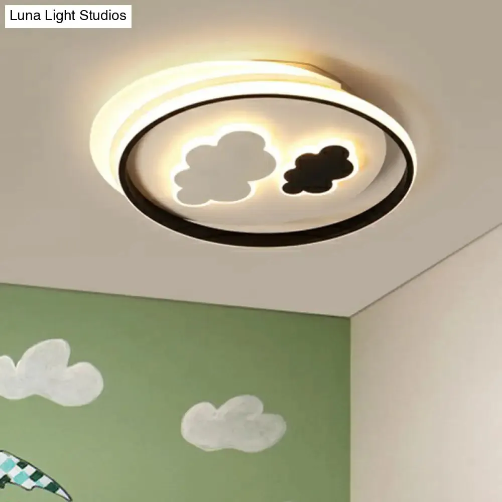 Kids' LED Ceiling Light Fixture: Cloud Acrylic Bedroom Lamp in Black