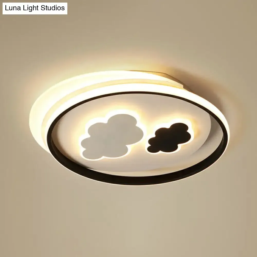 Kids' LED Ceiling Light Fixture: Cloud Acrylic Bedroom Lamp in Black