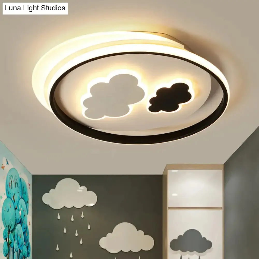 Kids' LED Ceiling Light Fixture: Cloud Acrylic Bedroom Lamp in Black