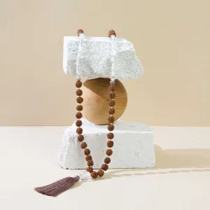 Kids Mala Beads Necklace Handmade with Rudraksha and Clear Quartz