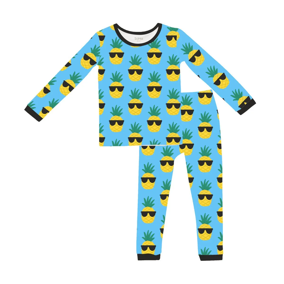 Kids Pajama Set, Pineapple with Sunglasses