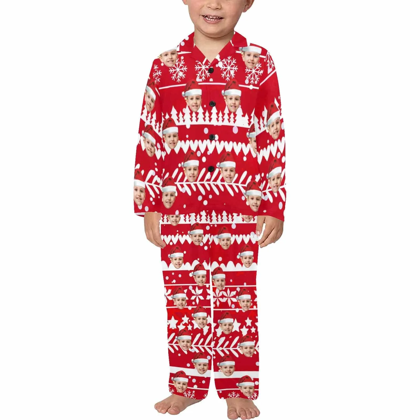 Kid's Pajamas Custom Sleepwear with Face Personalized Christmas Pajama Set For Boys&Girls 2-15Y