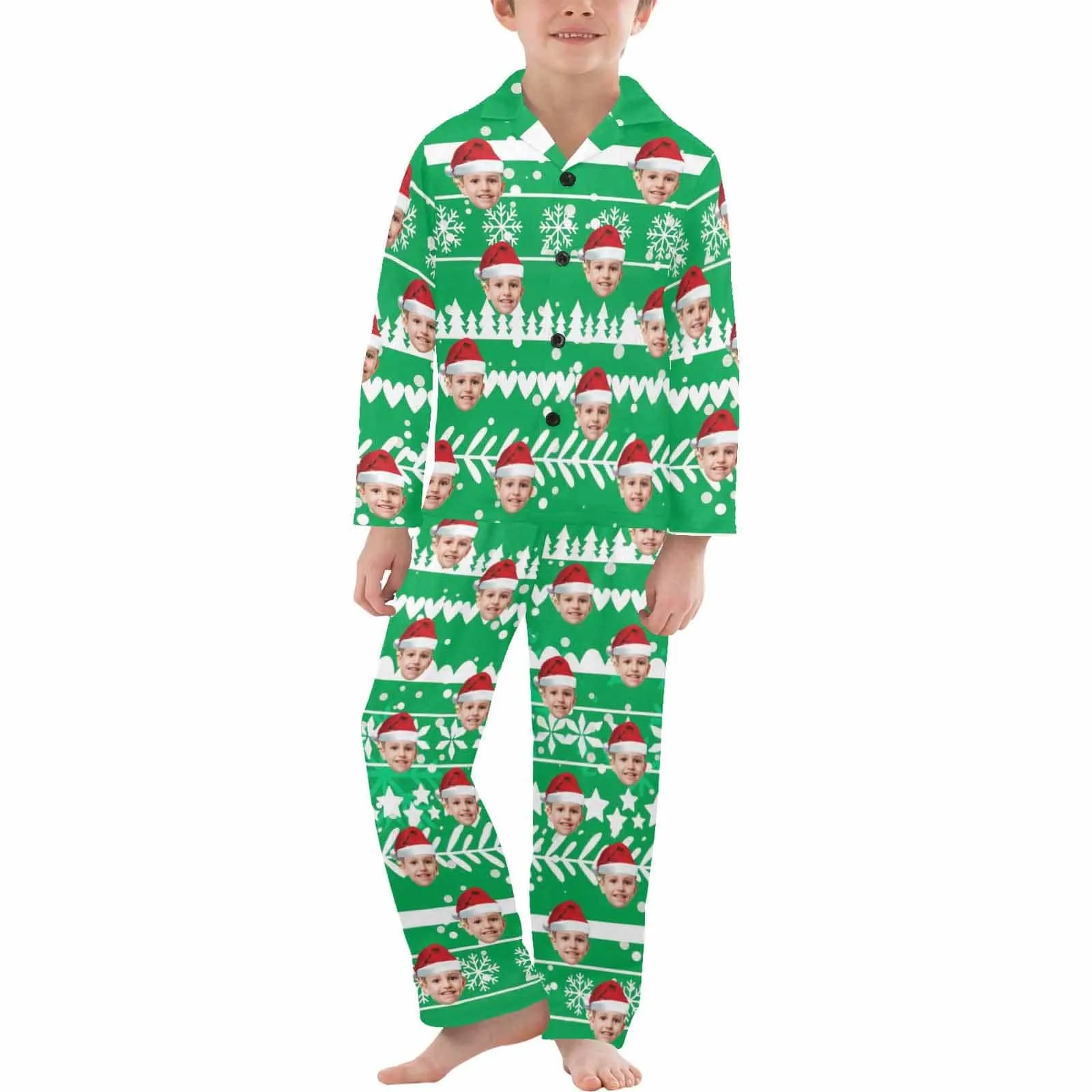 Kid's Pajamas Custom Sleepwear with Face Personalized Christmas Pajama Set For Boys&Girls 2-15Y