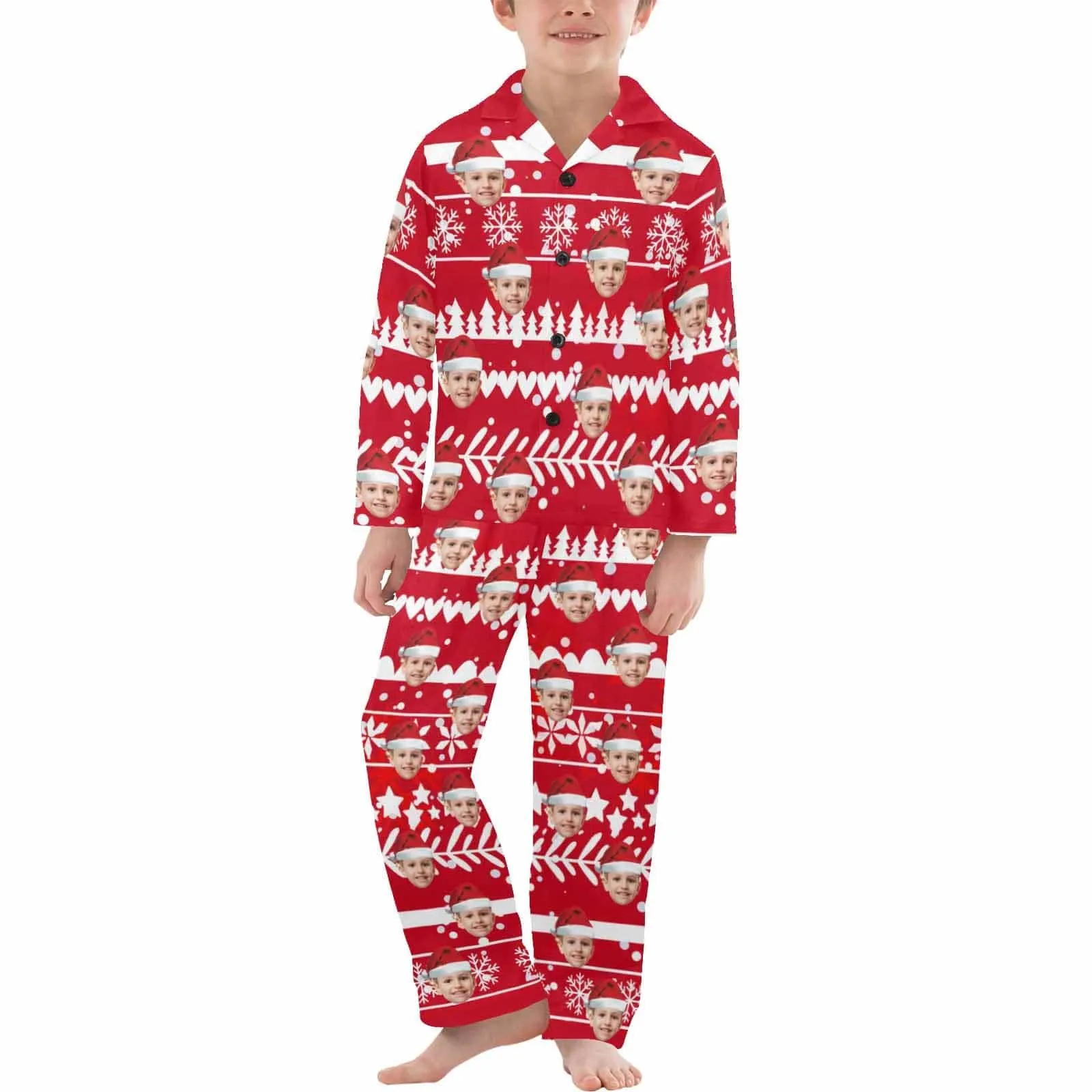 Kid's Pajamas Custom Sleepwear with Face Personalized Christmas Pajama Set For Boys&Girls 2-15Y