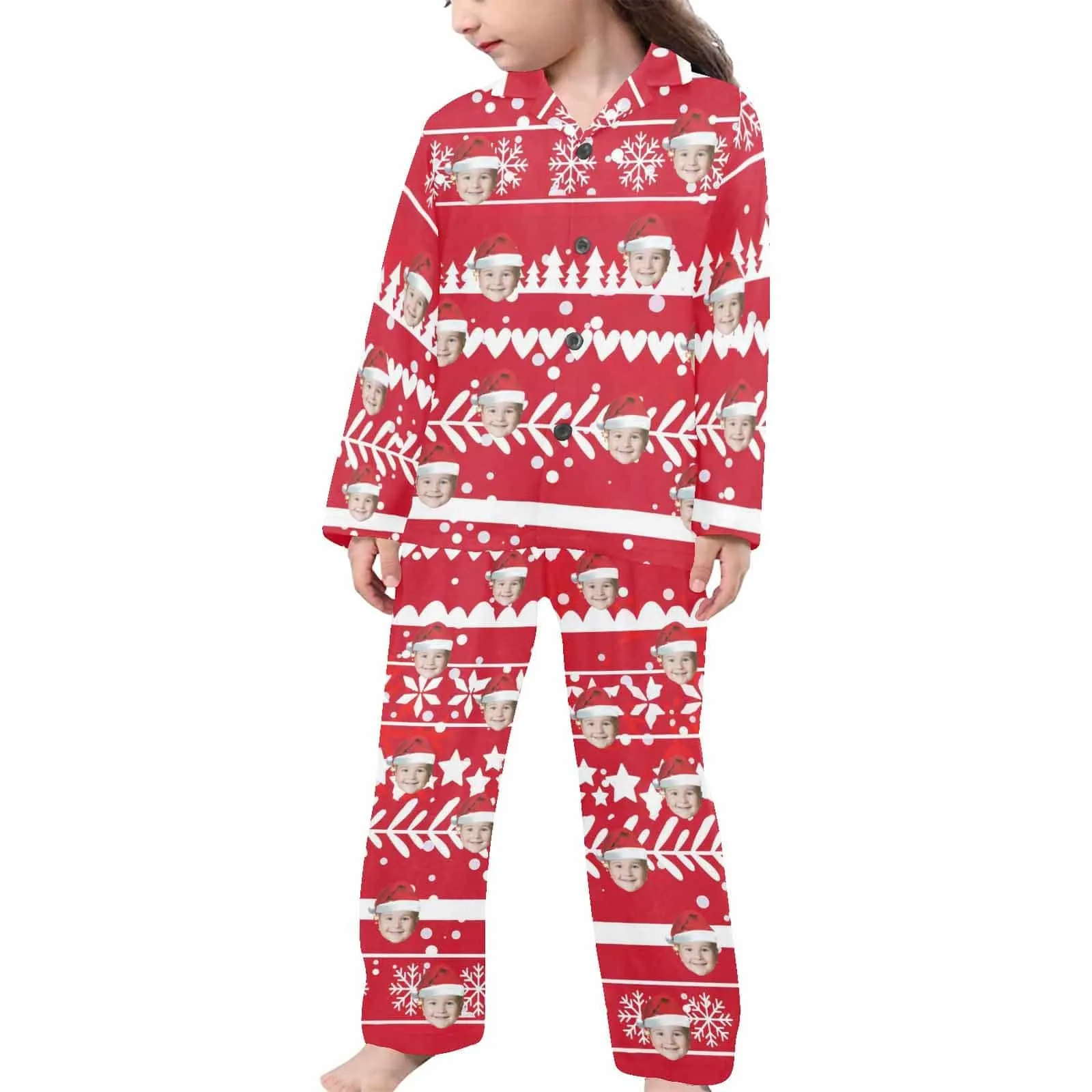 Kid's Pajamas Custom Sleepwear with Face Personalized Christmas Pajama Set For Boys&Girls 2-15Y