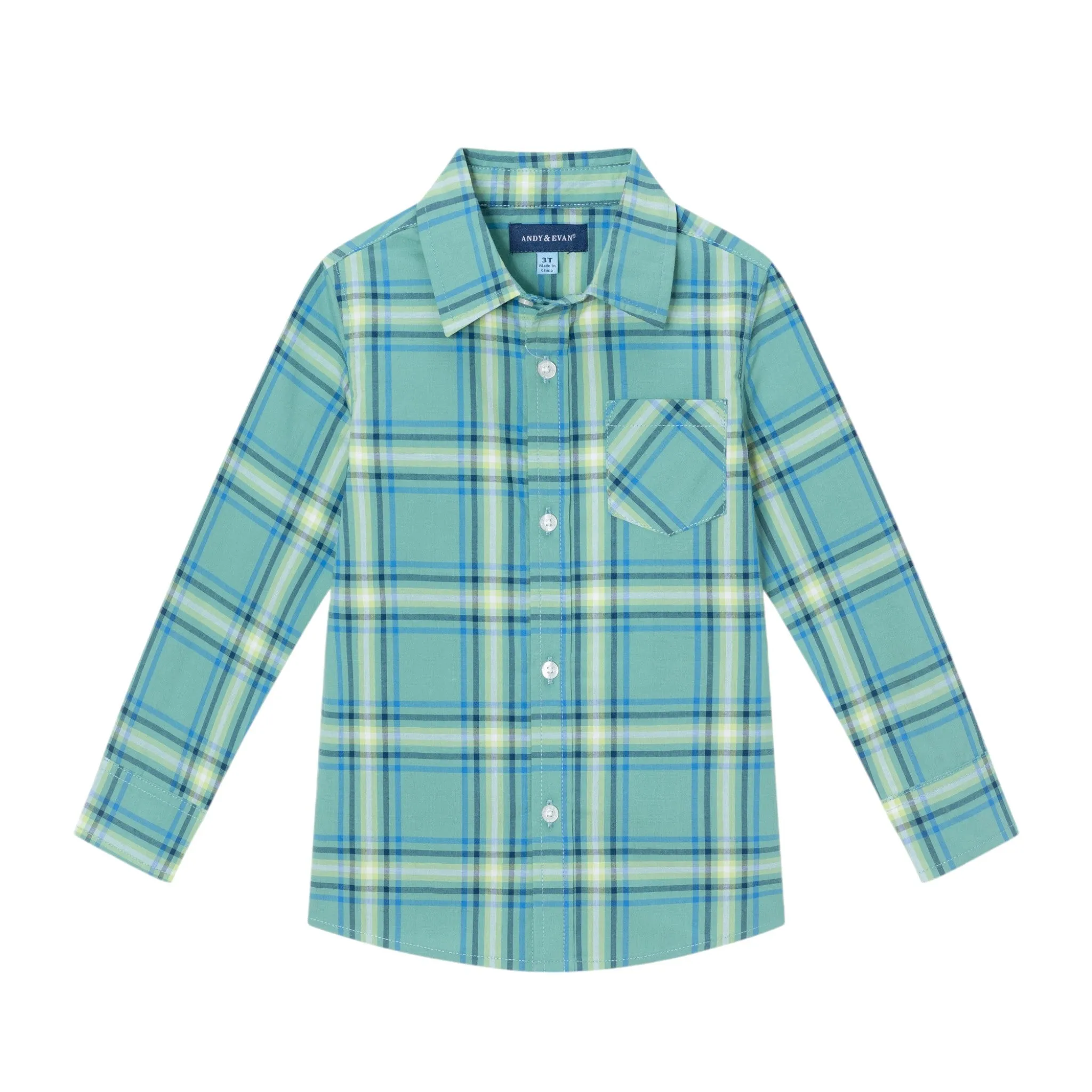 Kids Plaid Buttondown Shirt | Green