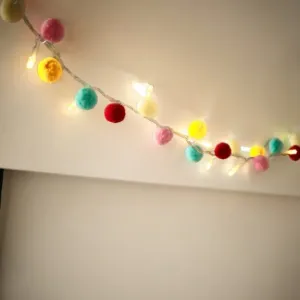 Kids Rainbow Pom Pom String Lights 1.6M