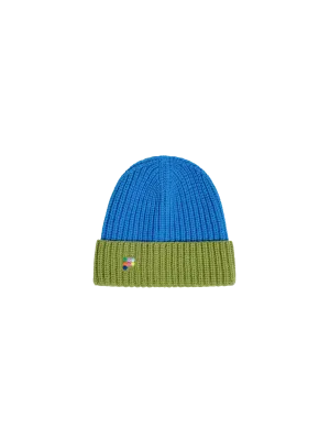 Kids’ Recycled Cashmere Bi-color Hat—cerulean blue