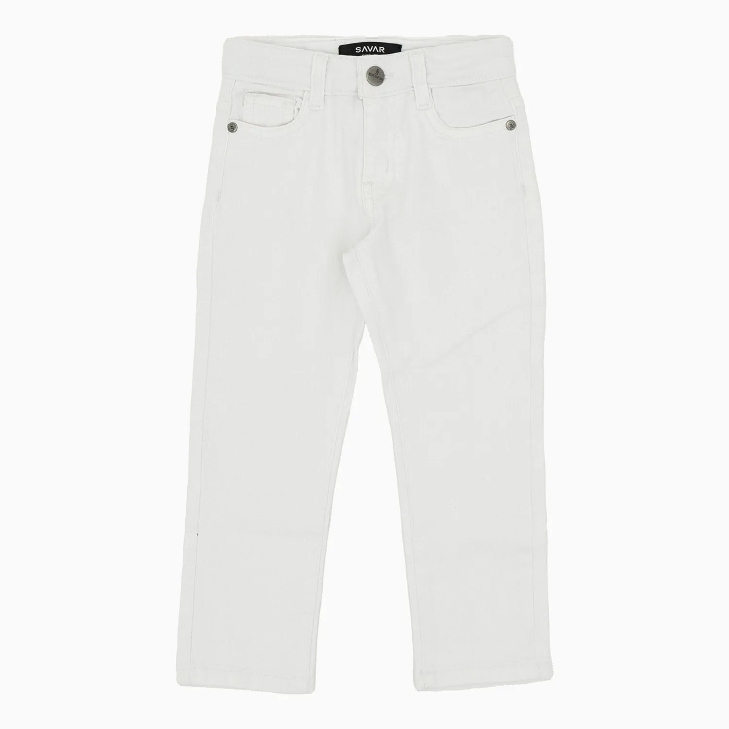 Kid's Savar White Slim Denim Jeans Pant