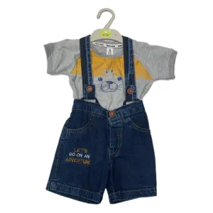 Kids Set with Graphic Print Dungree