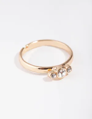 Kids Silver Simple Circle Diamante Ring