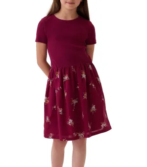 Kids Skater Dress Burgundy Floral