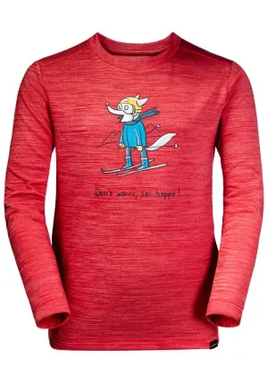 Kid's Skiing Wolf Long-Sleeve Baselayer Top