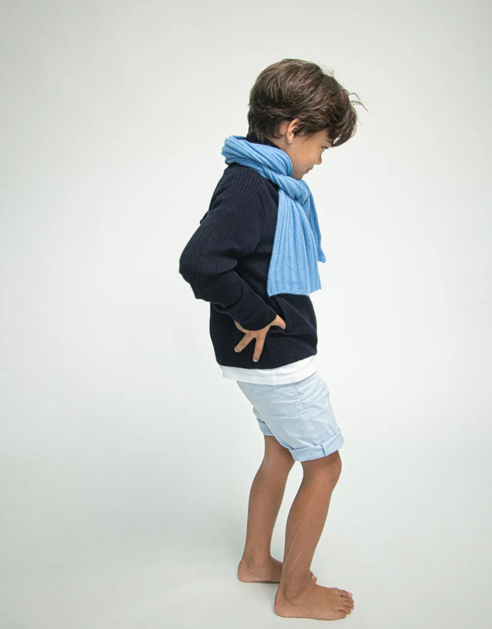 Kids Soft Knitted Cashmere Scarf in Sky Blue