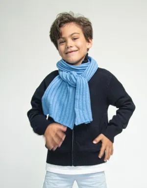 Kids Soft Knitted Cashmere Scarf in Sky Blue