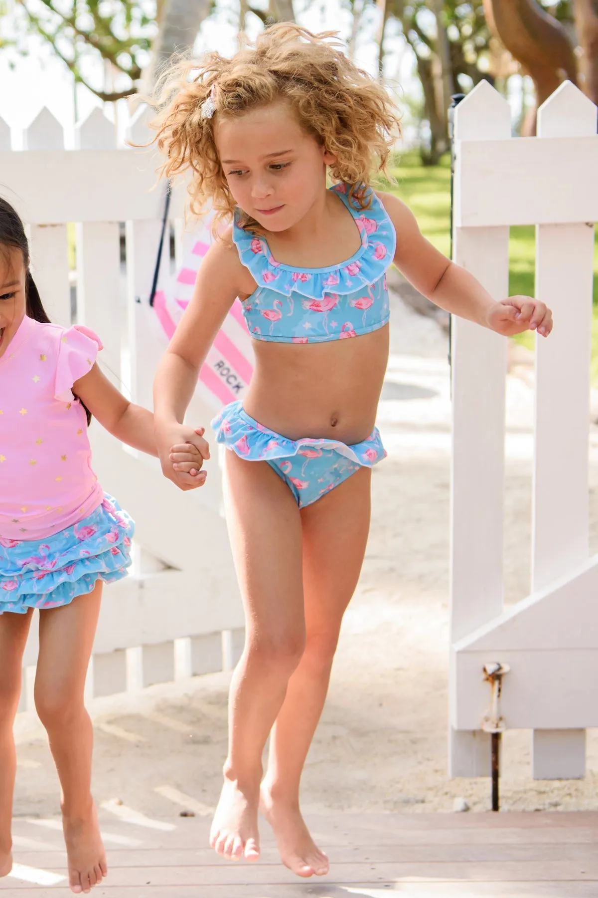 Kids Swimsuit Snapper Rock Blue Flamingo Sports (Size 4 left)