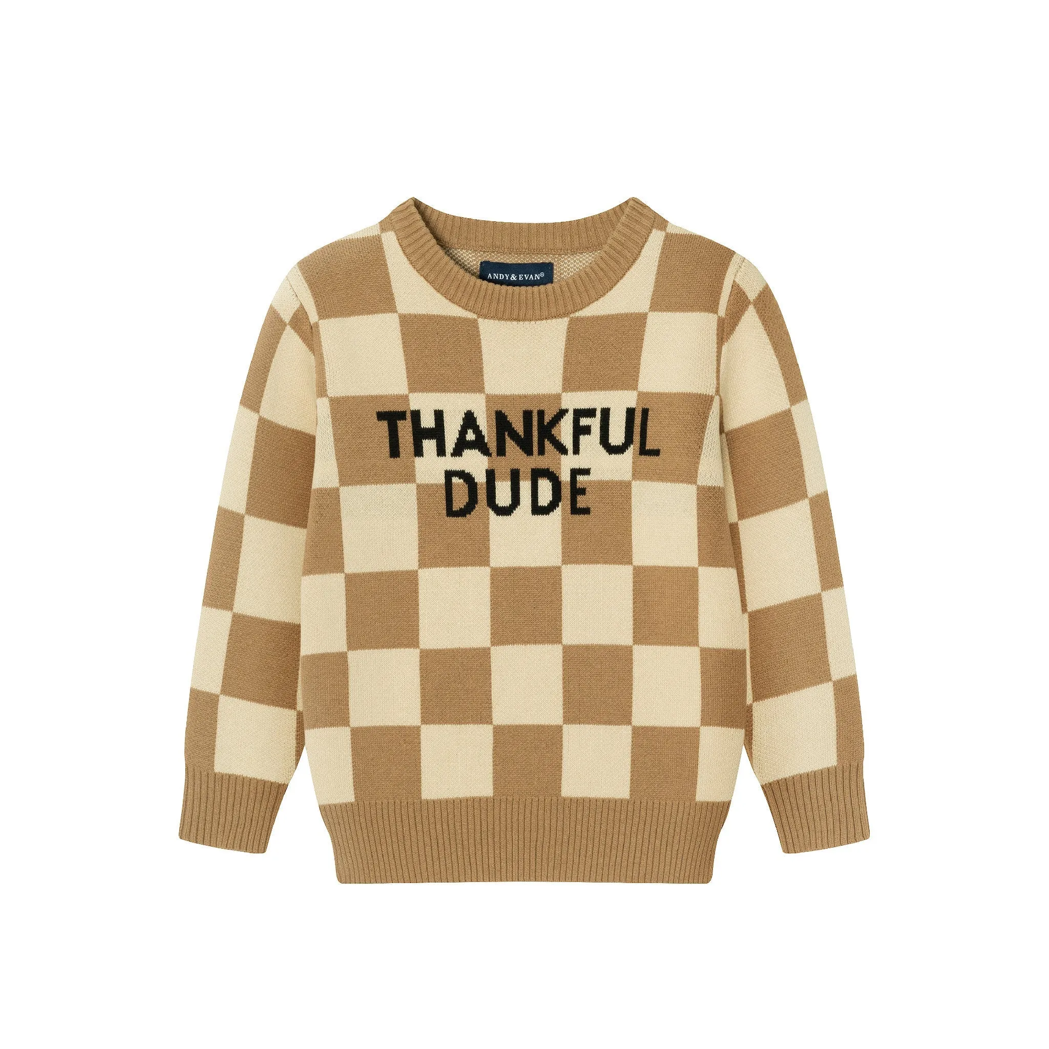 Kids Thankful Dude Sweater | Checkered