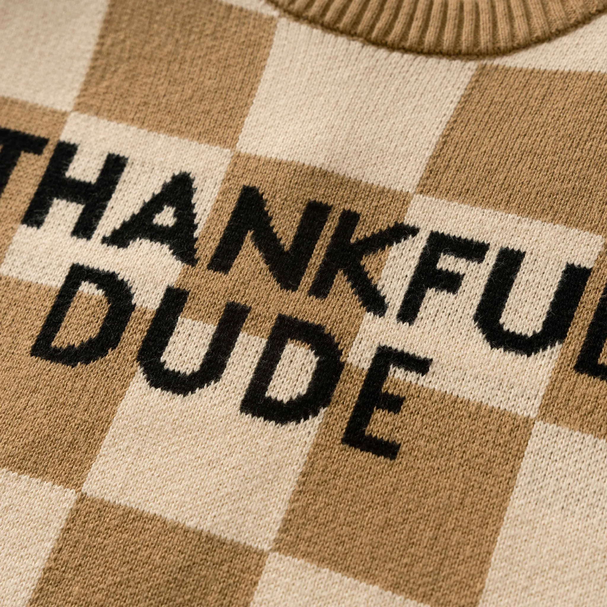 Kids Thankful Dude Sweater | Checkered