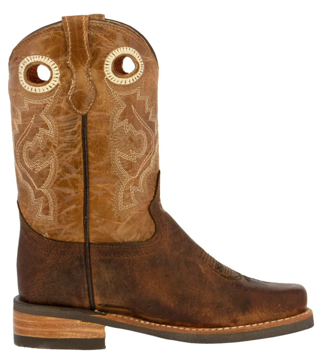 Kids Toddler Western Cowboy Boots Pull On Square Toe Chedron - #146