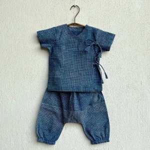 Kids Unisex Organic Cotton Angarakha and Pants- Indigo