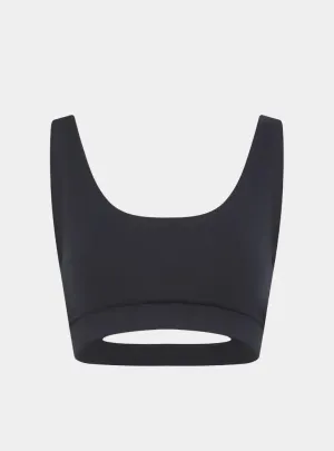 Kiku Recycled Performance Cropped Top - Volcanic Black