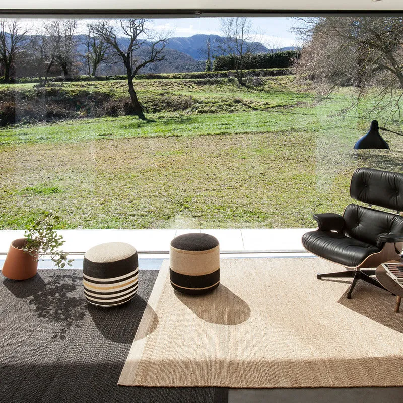 Kilim Black Pouf