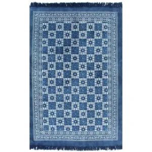 Kilim Rug Cotton 160x230 cm with Pattern Blue