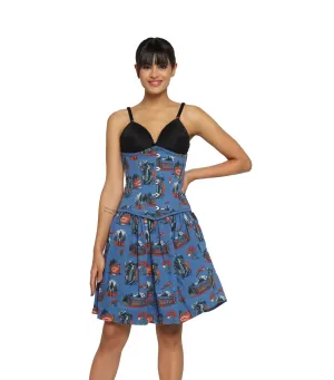 Killer printed Waist Reducing  Underbust Corset  Dress