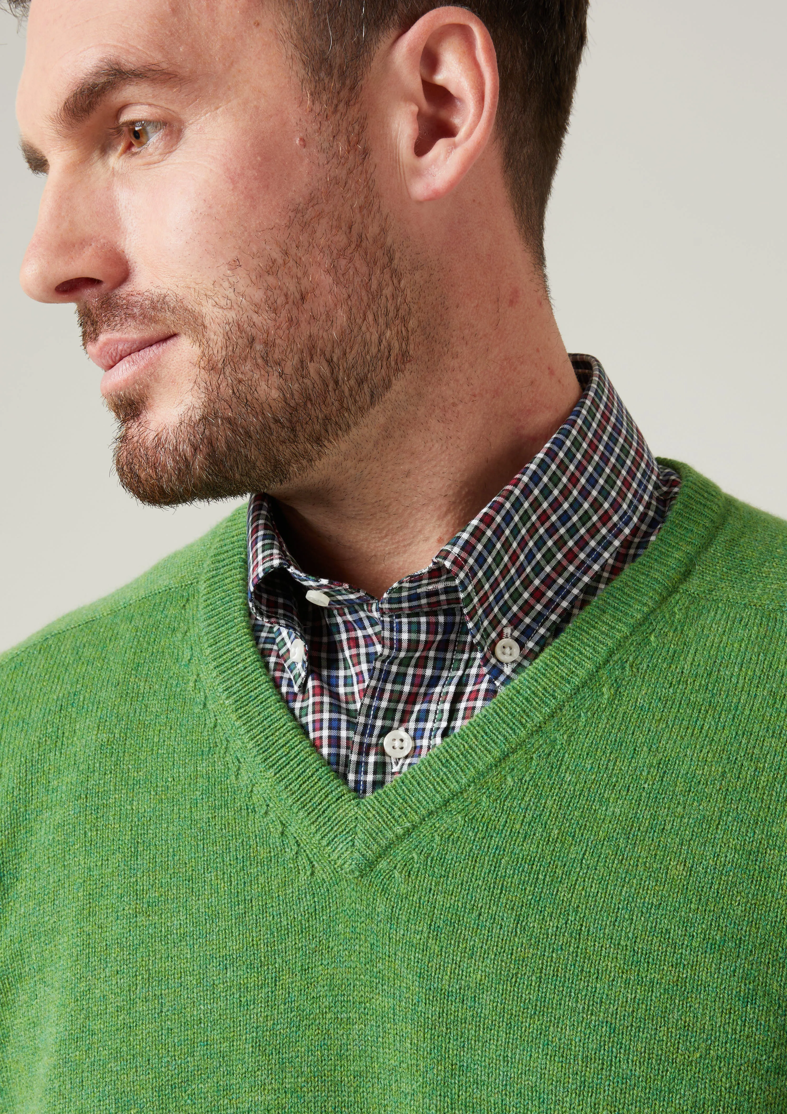 Kilsyth Men's Lambswool Jumper in Watercress - Regular Fit