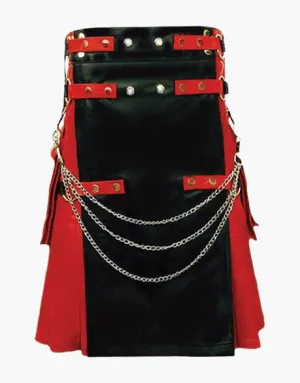 KILT IN RED AND BLACK LEATHER