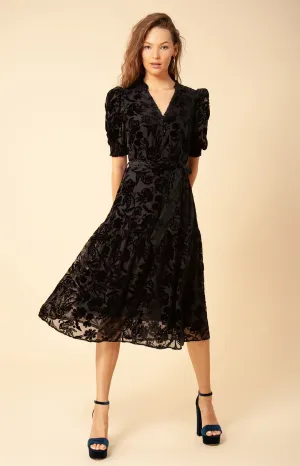 Kimbra Solid Velvet Burnout Dress