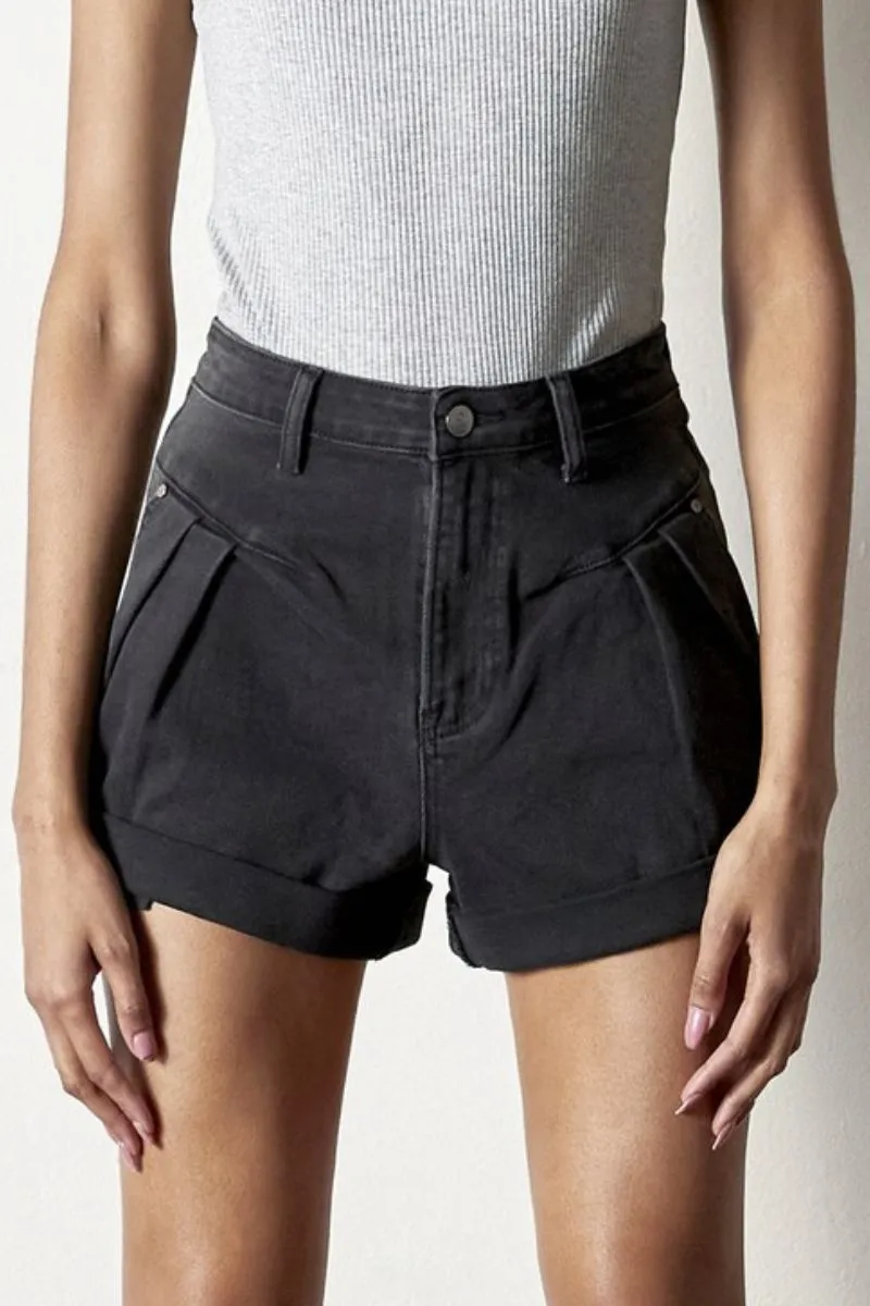 Kindra Pleated Denim Shorts